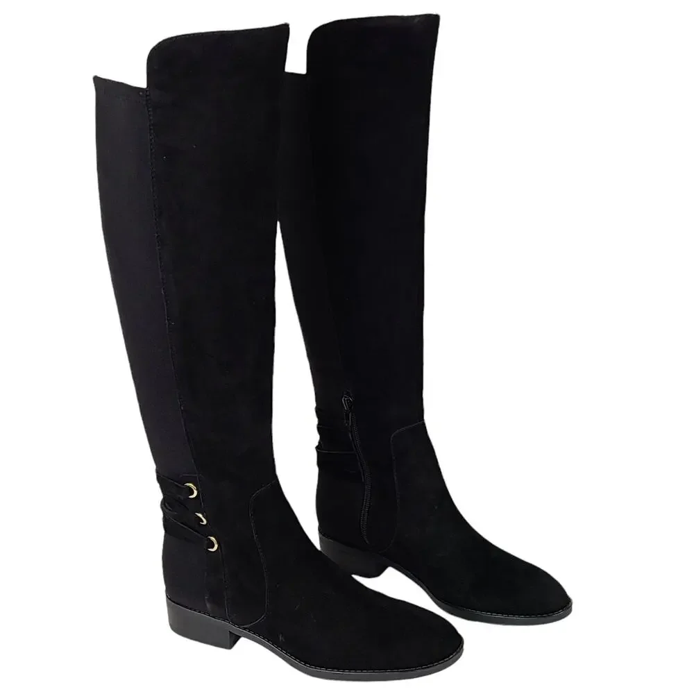 Vince Camuto Pauletta Foxy black suede tall slouchy knee boots normcore 7.5
